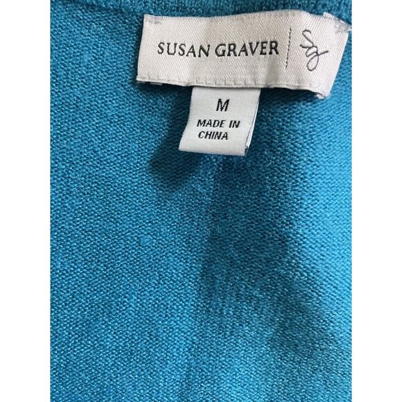Susan Graver M Solid Teal Scoop Neckline Ribbed Trim Sleeveless Sweater Top - Picture 6 of 6